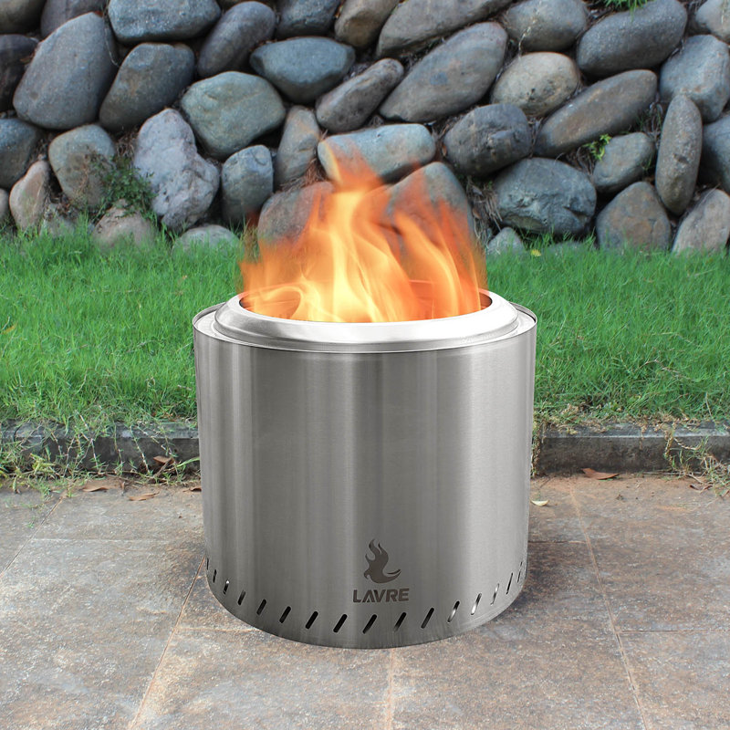 LAVRE Stainless Steel Portable Low Smoke Fire Pit, Outdoor Wood Burning